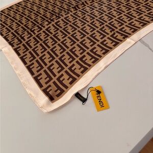Fendi Tan and Cream Monogram Scarf